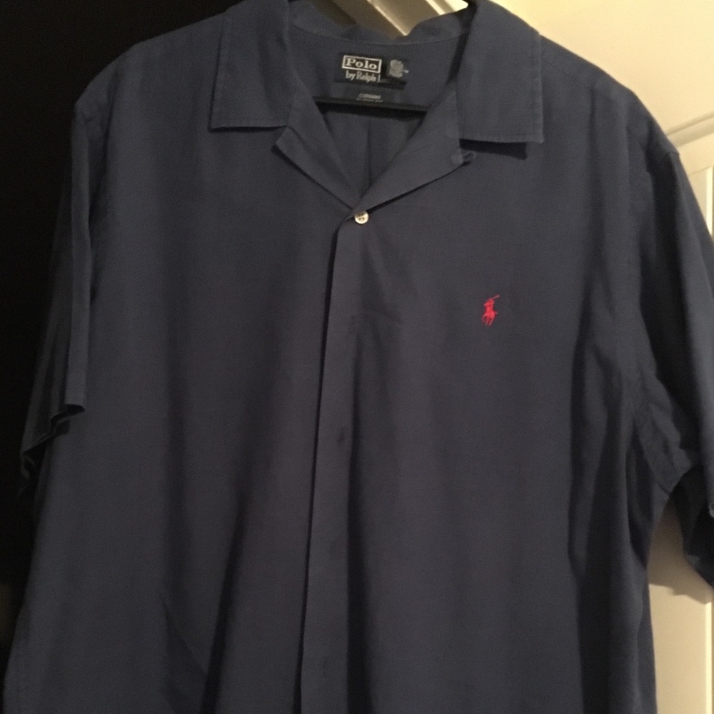 Polo Navy Blue Button Down Linen/Cotton shirt (XL)